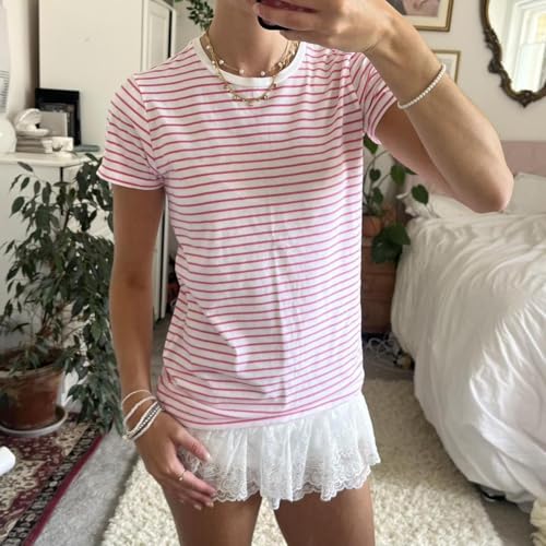 Image of Vintage Oversized Flower Graphic Tees Cute Surfboard Palm Baggy T-Shirts Summer Preppy Beach Tops Teen Girls Clothes