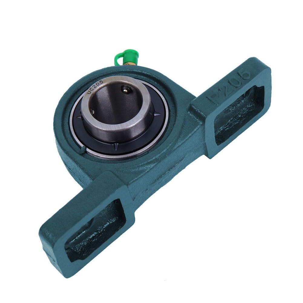 Ucp205 Lot de 2 roulements à 16 roulements montés sur base solide - 1 alésage de 25 mm - Boîtier en fonte à 2 boulons avec verrouillage à vis de réglage pour machines industrielles de transformation
