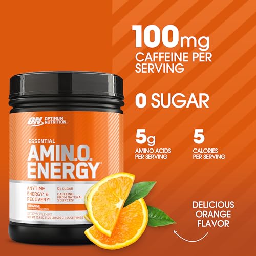 Optimum Nutrition Amino Energy - Pre Workout with Green Tea, BCAA, Amino Acids, Keto Friendly, Green Coffee Extract, Energy Powder - Orange Cooler, 65 Servings (Packaging May Vary)