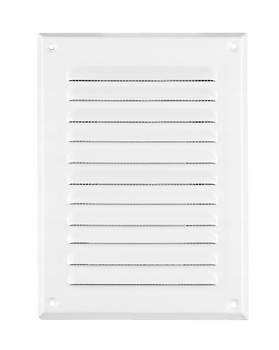 Prostko Ltd White Metal Air Vent Grille With Fly Screen/Anti Insect Mesh - Metal Ducting Ventilation Cover. (150Mm X 200Mm, )