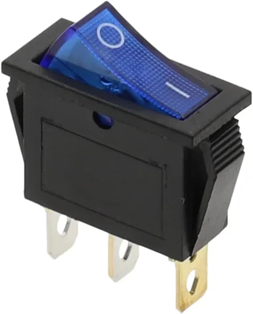 1pcs DOT-2D3P-BLUE-LED KCD3 220V ON/Off SPST Rocker Switch Single Pole Single Throw 20A 125VAC