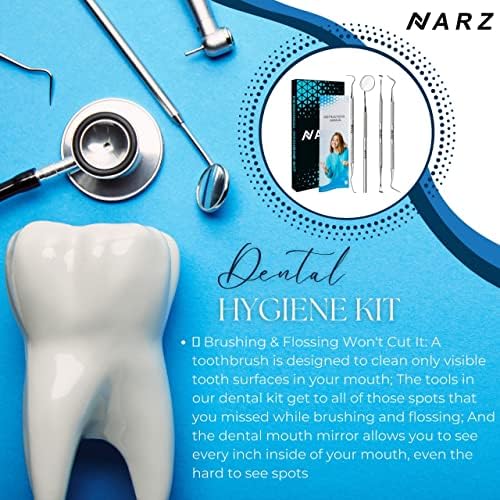 NARZ Plaque Remover for Teeth Cleaning Tool 4 Pcs Dental Tooth Cleaner Kit Stainless Steel Tartar Remover Dental Tools for Men Women Kids and Pet Care