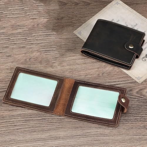 Genuine Leather Wallet for Men Driver's License Cover Retro Light Thin Cowhide Document (Brown)4