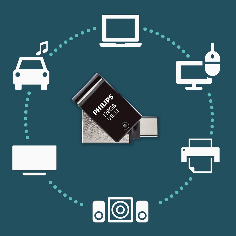 Philips Chiavetta USB 2 in 1, 128 GB, USB 3.1, USB-C