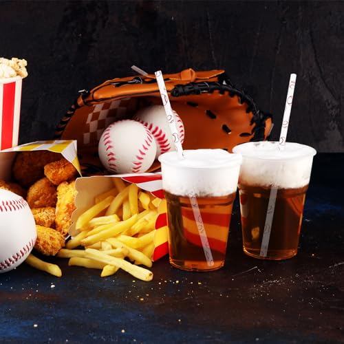 Pitillos de papel con diseño béisbol 200 piezas miniatura 5