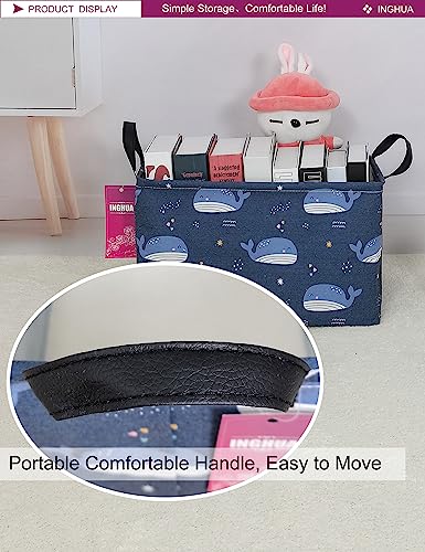 Image of Rectangular Whale Storage Basket | Fabric Organizer Bin for Books,Clothes,Gifts,Pets-Perfect for Home,Office,Nursery,Dorm,Shelf(Rec-Blue Whale )