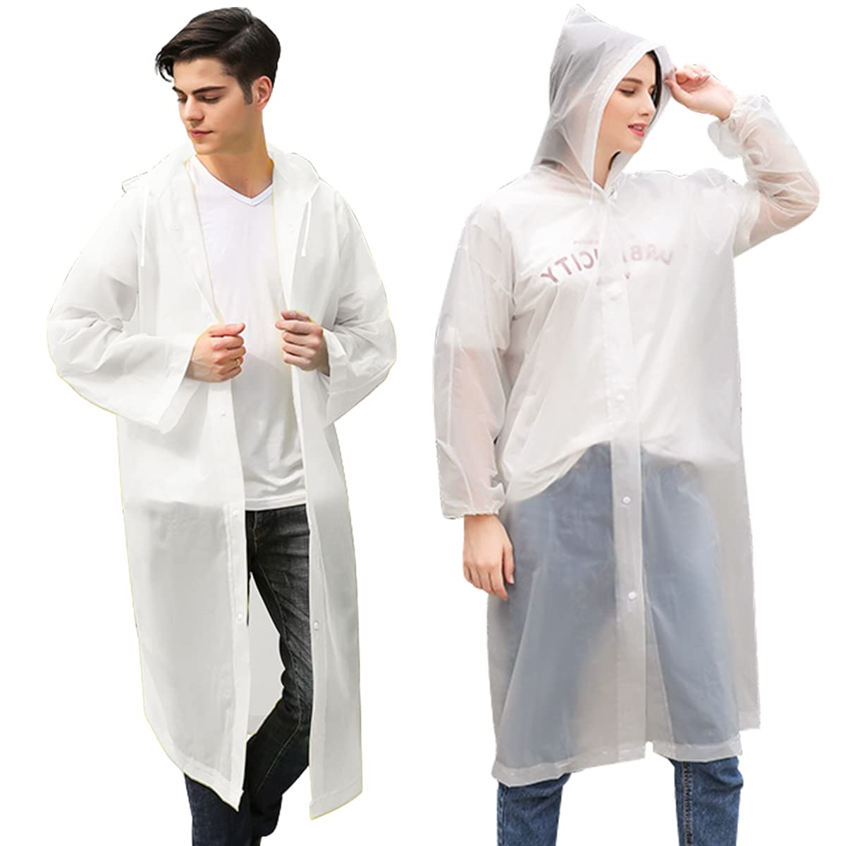 Pack 2 Ponchos Impermeables Reutilizables De EVA – Ligeros Con Capucha Y Botones – Ideal Para Senderismo, Camping Y Festivales