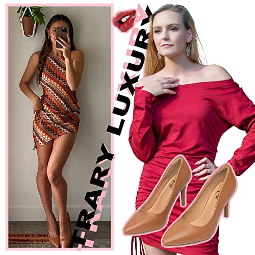 Trary Women’s High Heel Dress Pump Pointed Toe Shoe Classic Office Special Dressy Casual #TOP2