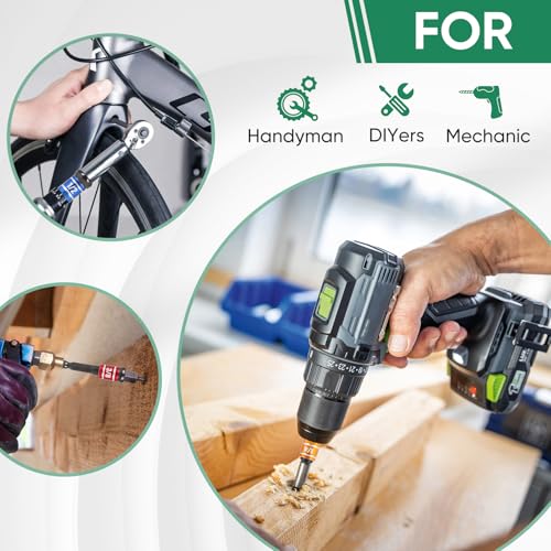 Image of 3PCS Impact Socket Adapter Set - 1 /4 inch, 3 /8 inch, 1 /2 inch Drill Socket Adapters with Extension Driver Bit & Holder, Socket Drill Adapters Compatible with Power Drill and High Torque Impact Wrench