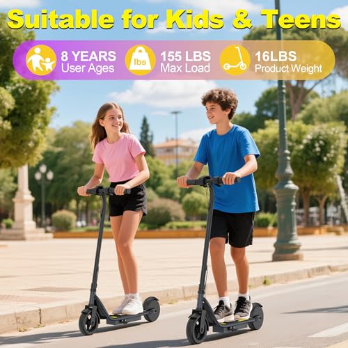 Image of Electric Scooter, 250W Motor, Max Speed 9 MPH, 6.5 inch Kick Scooter, 3 Speed Modes, LED Display, Max Load 155LBS