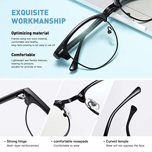 image for AOMASTE Blue Light Blocking Glasses Retro Semi Rimless UV400 Clear Len
