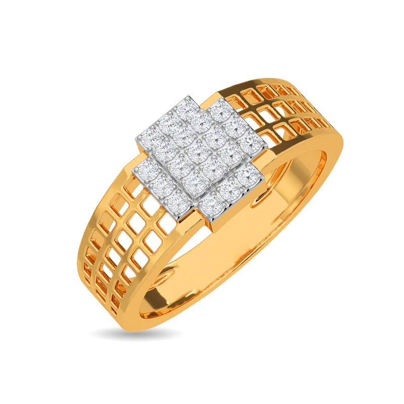 Image of KISNA 14k / 18k Real Gold & Diamond Ring | Diwali, Rakhi Rakshabandhan Gift for Brother, Husband | With Certificate of Authenticity & BIS-Hallmarked Gold Jewellery | Gabriel Ring For Him