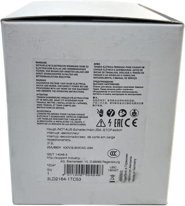 Sectionneur 3LD2164-1TC53 tripolaire pour coupure d'urgence et sécurité