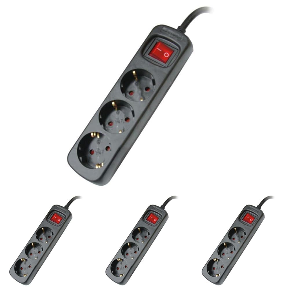 Silver Electronics - Regleta Enchufe con 3 Tomas con Interruptor, Negro, 3 Enchufes, Cable de 1,5 Metros, Protección Infantil, Toma de Tierra — view 14