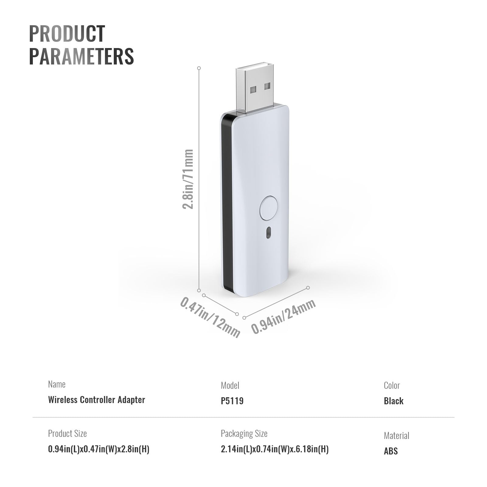 Adattatore per controller wireless compatto e portatile con funzionalità migliorate per i giochi, compatibile con serie X/S, Pro, PC, (bianco)