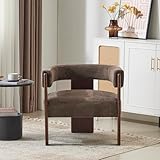 Christopher Knight Home Nettie Modern Accent Chair for Living Room, Velvet Fabric Single Lounge Sofa Chair with Wooden Frame, Comfy Reading Chair for Bedroom, Lounge Armchair with Cushion, Dark Brown