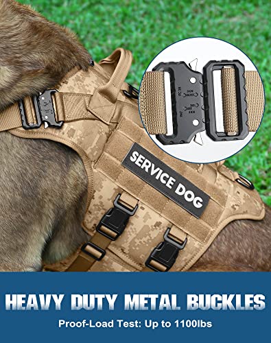 Image of PETNANNY Tactical Dog Harness - No-Pull Service Vest for Large Breeds, with Hook & Loop Patch Panel & MOLLE System | Padded Handle for Walking, Hiking & Training (Desert Camo,XL)