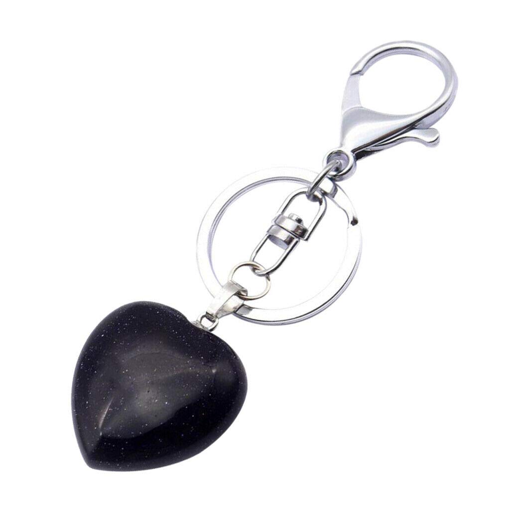 NATFUR Cute Love Heart Gemstone Pendant Keychain Keyring DIY Pendant Craft Jewelry for Women for Girls Elegant Great Fine Goodly | Item - Black