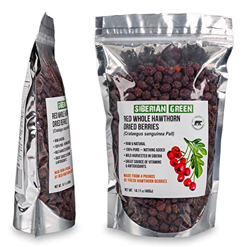Siberian Green Whole Red Hawthorn Dried Berries 400G (14.11Oz) Wild Harvested Crataegus Sanguinea From Altai #TOP1