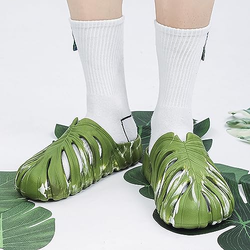 LELEBEAR Monstera Slippers for Men Women, Variegated Monstera Shoes, Monstera EVA Thick Sole Pillow Slippers Sandals2