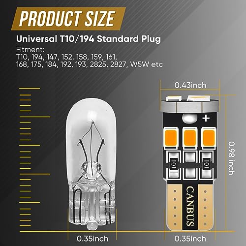 Bombilla LED T10 W5W 194 Canbus Amber Pack 10 miniatura 4
