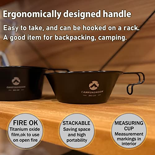 CAMPINGMOON 2pcs Set Stainless Steel Camping Sierra Cup 10oz, 310ml Black BKS-220-2P - Image 4