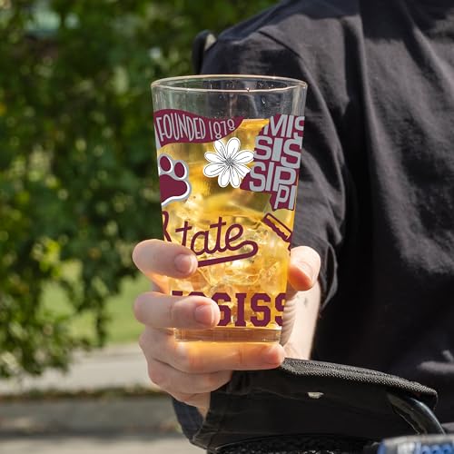 Image of Logo Brands NCAA 16 oz Pint Glass - Durable Glass With Bold Team Color- Chip-Resistant Rim Drinkware For Fans, Tailgates, Home Bars & Everyday Use