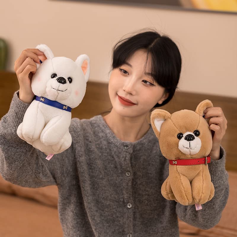 Lindo Juguete de Peluche Shiba Inu Perro Realista Almohada de Peluche Muñeca de Animales de Peluche para niños Niños Regalo de cumpleaños de Navidad Blanco 45cm