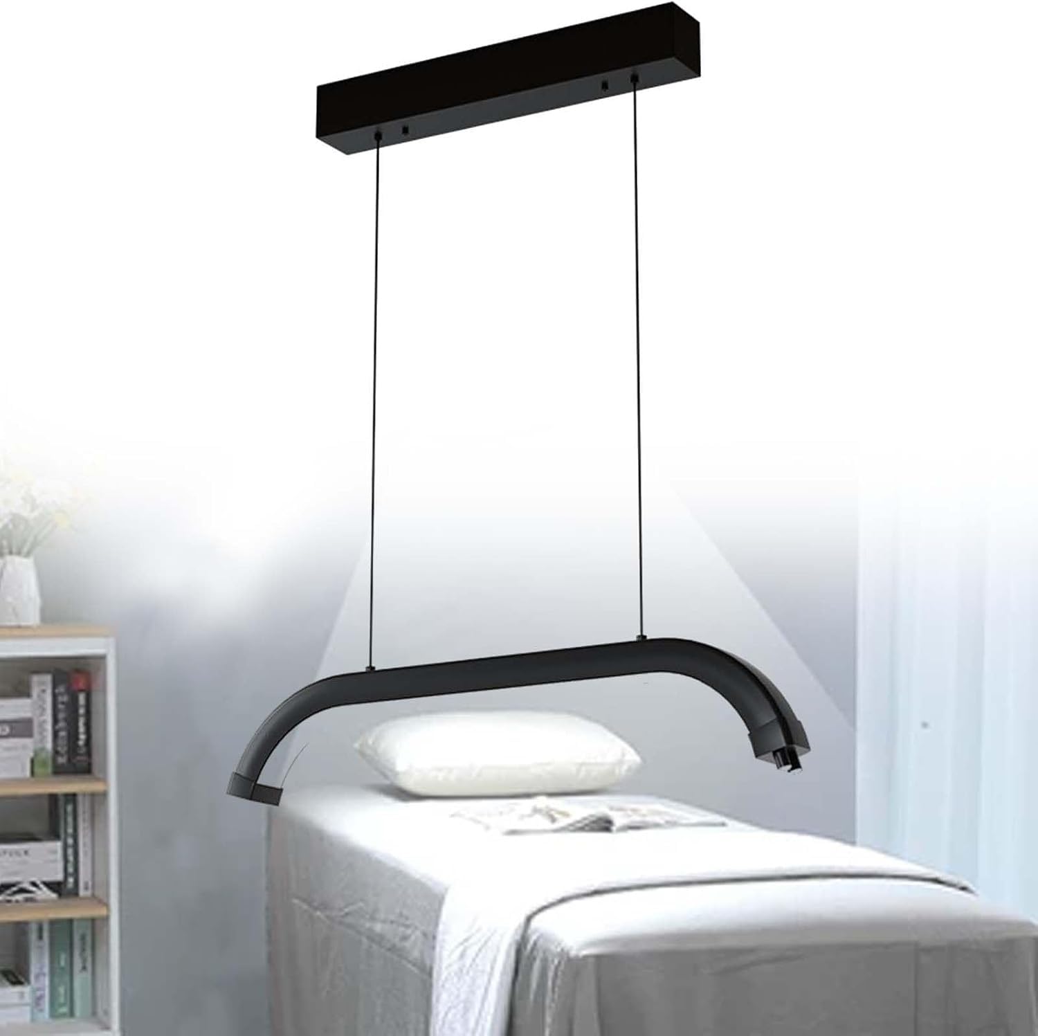 Lampadario a Mezza for Ciglia, Lampada a LED Dimmerabile da 28 Pollici 48W for Estetista Nail Tech Beauty Tatuatori, Luminosità 3360LM Altezza Regolabile Rosa(Black)
