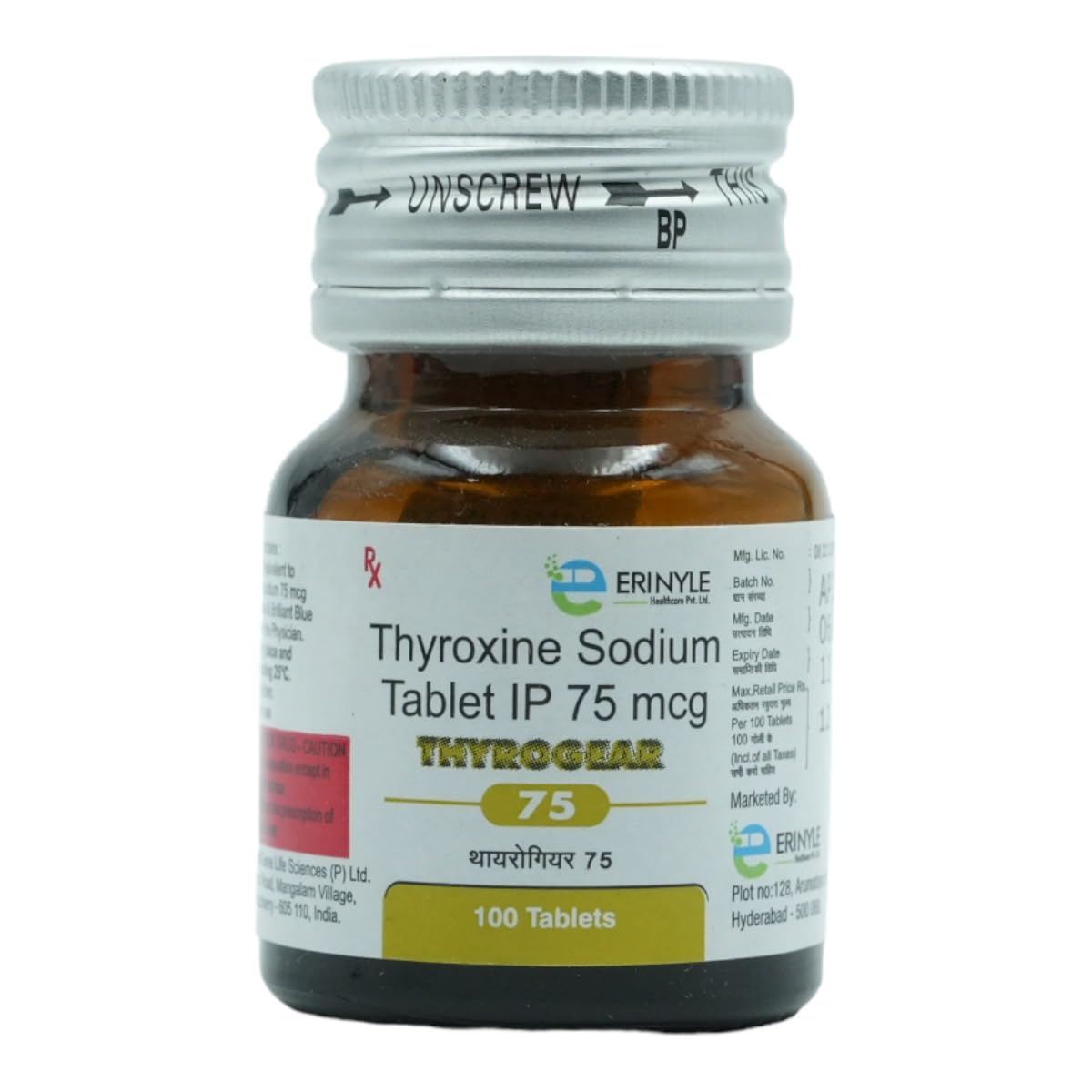 Thyrogear 75 mcg - Bottle of 100 Tablets