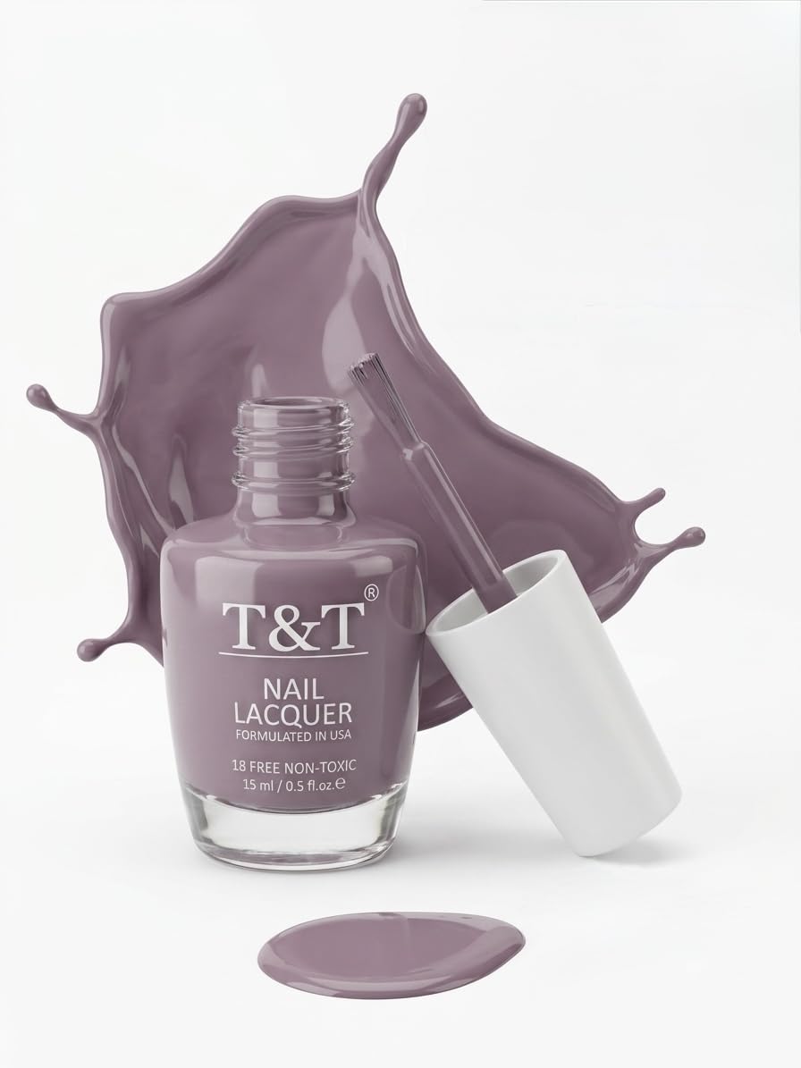 T&T Nail Polish 15ml|NAIL Lacquer | TNT-NL056 Dark Lilac | Vegan |High Glossy Finish | Fast drying | Long Lasting stay | Toxic Free |No Harmful Chemicals | Cruelty Free | Easy to Apply-image-4