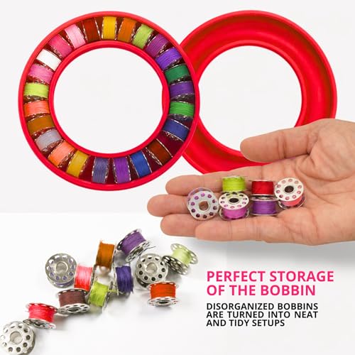 Image of 8 PCS Round Bobbin Holders for Sewing - Bright Color Silicone Sewing Bobbin Holder Set, Flexible Sewing Machine Bobbin Holder Rings for Thread Organization & Sewing Bobbin Storage