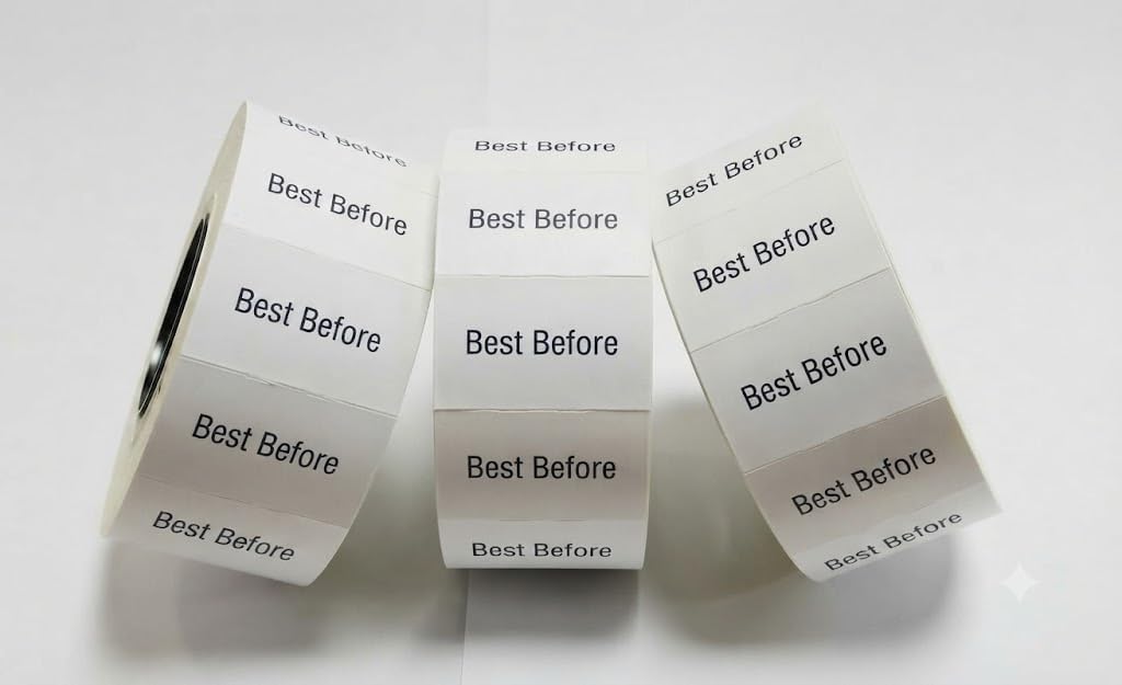 JIO CT7 26 x16 mm Price Gun Label- Printed 'Best Before' Stickers Tags, Compatible with Avery, sato, Puma, Lynx, motex & Many More Price Gun Refill for Retail Shop and Tagging | 10-Rolls