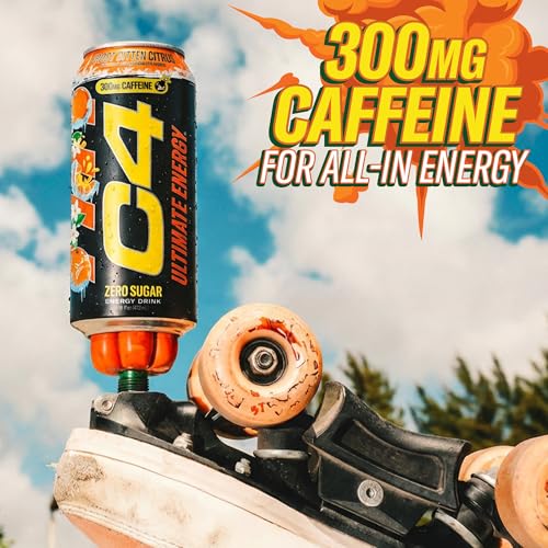 Image of C4 Ultimate Energy Drink, 300mg Caffeine, Zero Sugar, High-Performance Energy for Pre-Workout, Endurance, and Focus, Frost Bitten Citrus, 16oz (Pack of 12)