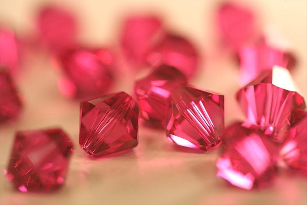 Preciosa facettierte Doppelkegel-Kristallperlen, 6 mm, Fuchsia, kompatibel mit Swarovski Elements-Kristallen, 50 Stück