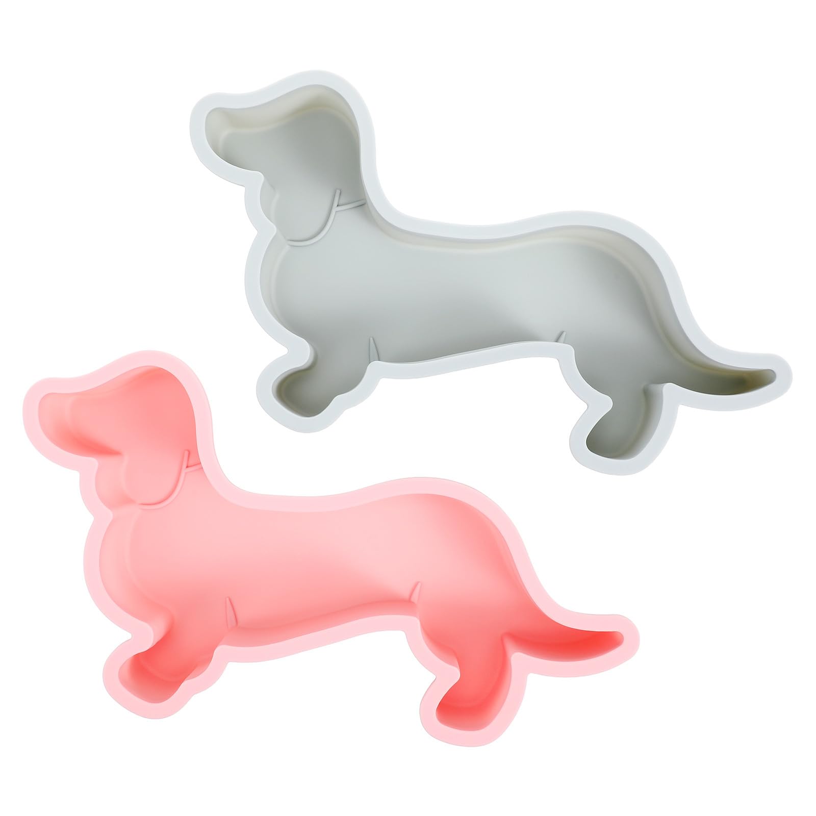 Stampo da Forno in Silicone a Forma di Cane 2 Pezzi Rosa | Torta e Budino, Texture Fine e Struttura Robusta, Leggero e Antiaderente per Cucina e Compleanno