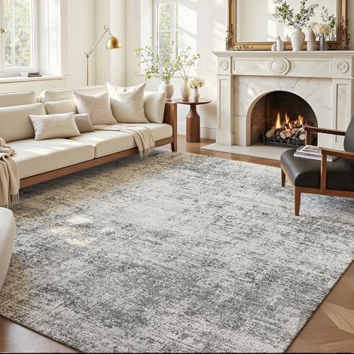 Area Rug 8x10 Washable Rug Light Grey for Living Room,