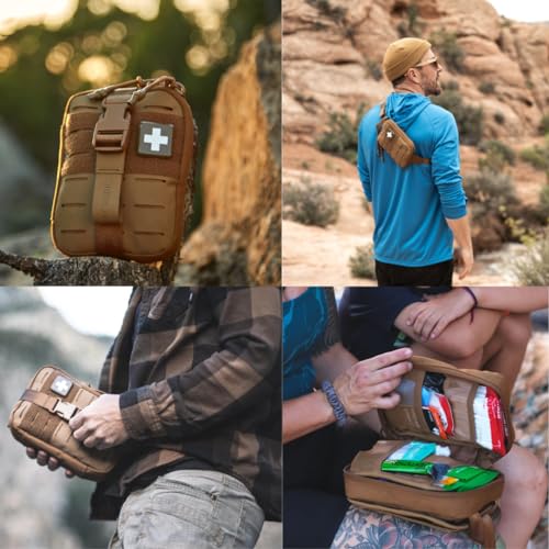 Image of My Medic Sidekick Pro - Camping Hiking and Backpacking First Aid Kit - 70 Items with Tourniquet - HSA and FSA Eligible - Small Ifak Great for Travel or Motorcycle - Portable Emergency Kit - Coyote