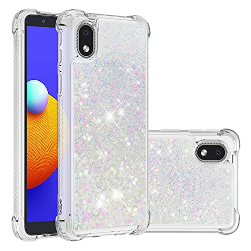 WFCKPQF Silicone Liquid Case Compatible with Galaxy A01 Core, Transparent Phone Case Anti Yellowing Shockproof Protective Case Glitter Floating Liquid Cover Compatible with Galaxy A01 Core