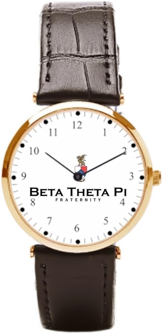Orologi da polso da uomo marche Beta Theta Pi simbolo bianco in pelle da  uomo : Amazon.it: Orologi