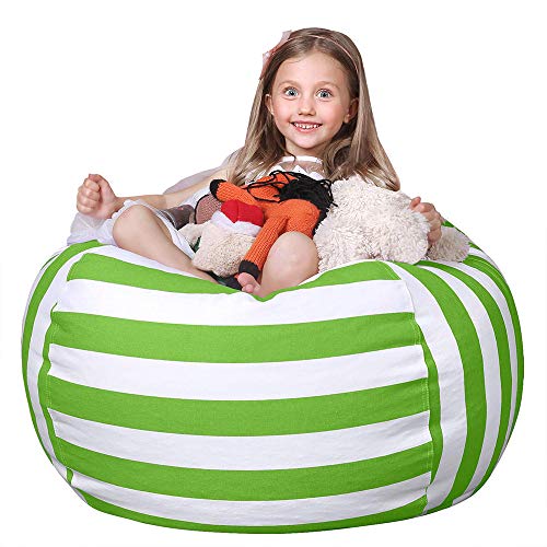 WEKAPO Stuffed Animal Storage Bean Bag Chair Cover for Kids | Stuffable Zipper Beanbag for Organizin - //coolthings.us