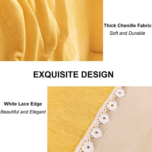 Bestdesil Bright Yellow Sofa Covers, Chenille Couch Covers For 3 Cushion Couch Sofa, Sectional Couch Cover For Dogs Cats, Boho Aesthetic Couch Cover With Lace Edge, 71" X 118" #TOP2