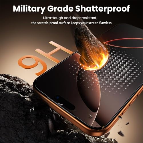 Image of EGOTUDE for iPhone 17 & 16 Pro Tempered Glass 9H Hardnes Edge-To-Edge Coverage Screen Guard Protector with Easy Fit Auto Dust Removal Kit