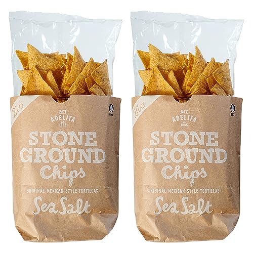 Mi Adelita Stone Ground Tortilla Chips Sea Salt 150g (Pack 2) / Mexican Snack Gluten Free Natural Tortilla Nacho Chips