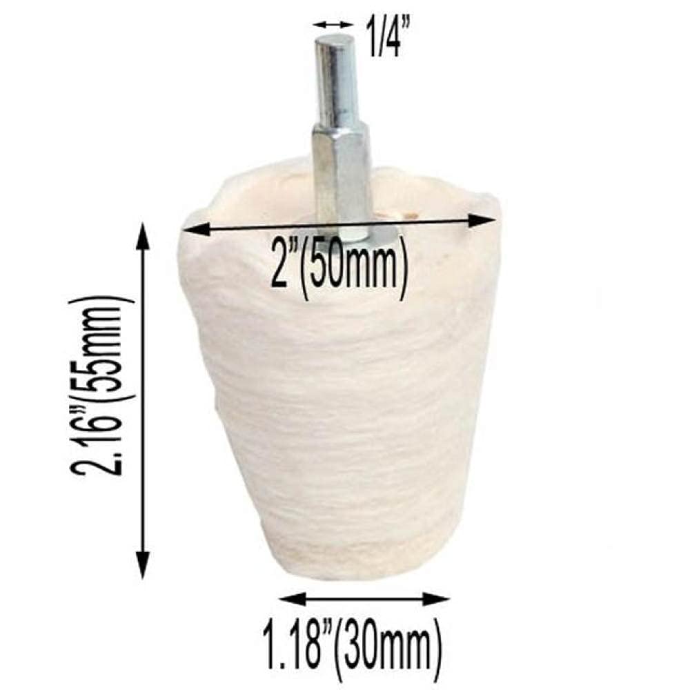 1 pc 2/3/4 cala bawełniana tarcza polerska biała flanelowa stożek/kolumna/grzyb/głowica szlifierska w kształcie litery T do wiertarki, stożkowa 50mm
