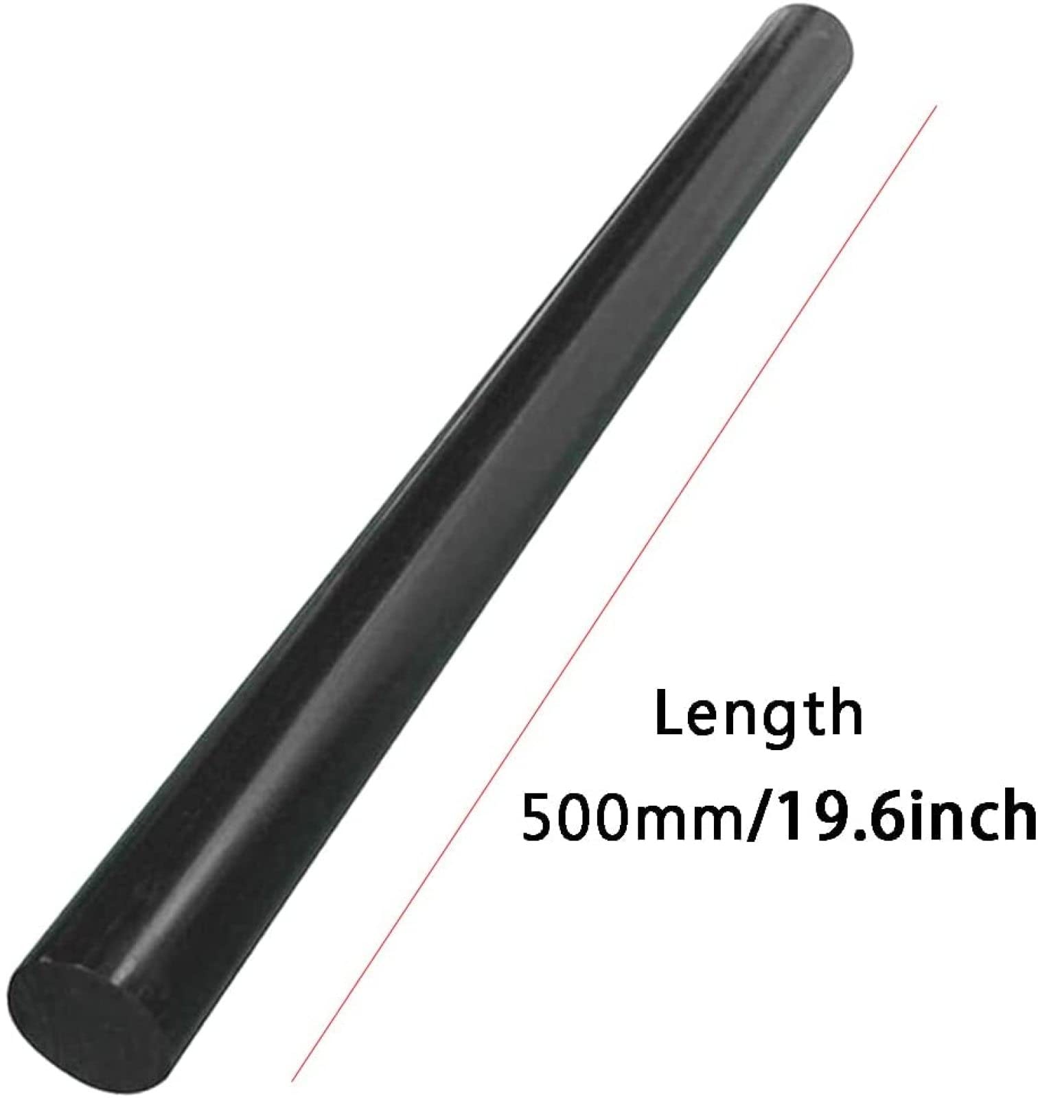 2 pezzi, barra tonda nera in ABS, diametro 8 mm-25 mm, lunghezza 19,6 pollici/500 mm, per modellismo edilizio/materiale fai-da-te, diametro,25 mm