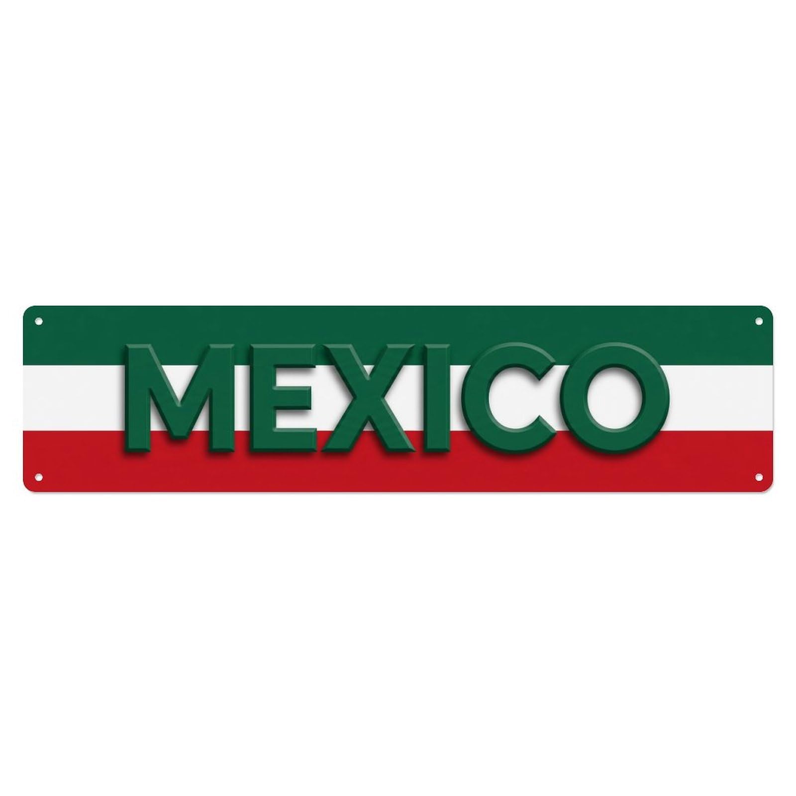 Vintage Mexico Flag Pattern Metal Tin Sign