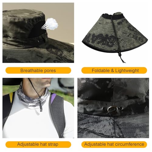 Image of Wide Brim Sun Hat for Men Women UV Protection Ventilated Summer Hats for Fishing Hiking Garden Beach