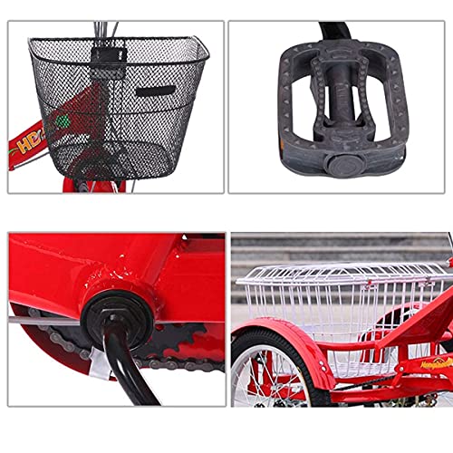 Triciclo plegable para adultos, triciclo de paseo con ruedas de 16 pulgadas, velocidad única, cesta trasera grande, color rojo miniatura 5