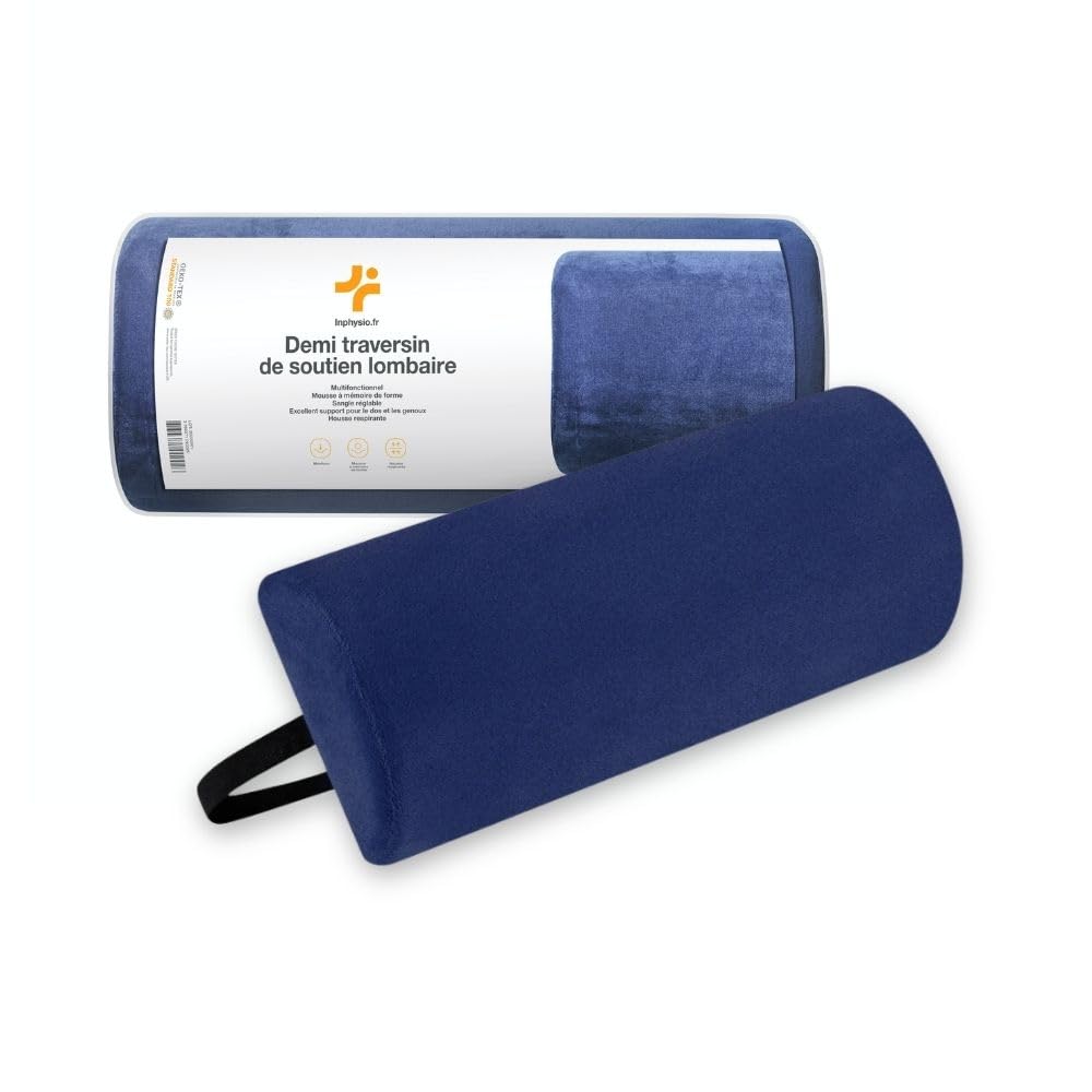 Inphysio® Mezzo Cuscino per Sostegno Lombare, Cuscino Ergonomico Multifunzione, Cuscino Memory Foam, Cuscino Lombare per l'Auto, Sedia da Ufficio, Antidolore, Ipoallergenico, 42 x 18 x 10 cm